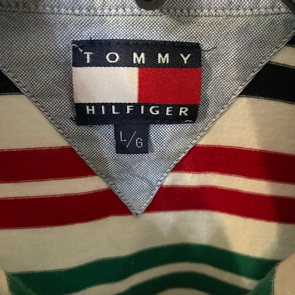 Men’s Very Nice Tommy Hilfiger Striped Polo Shirt - Multicolor.  Size Large - Picture 3 of 3